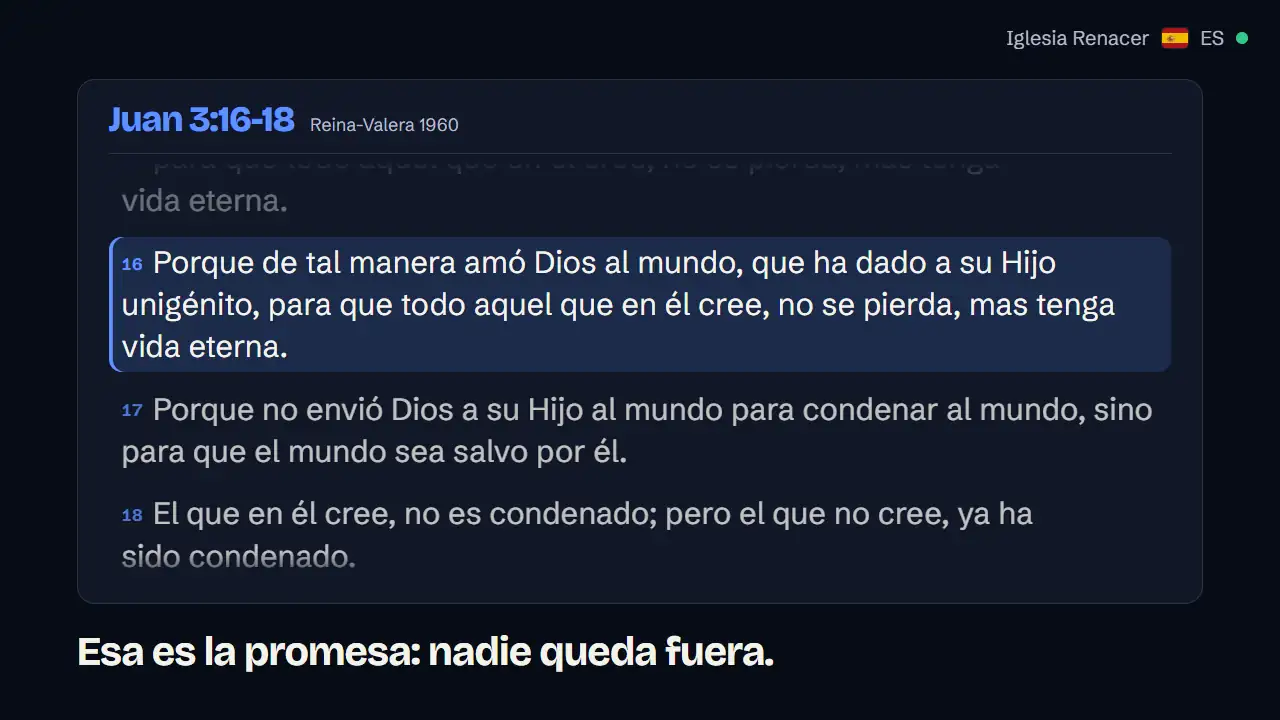 Pantalla de proyector con el sermón traducido en letra grande